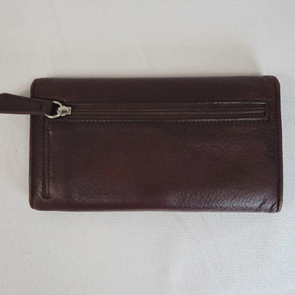 Osgoode Marley RFID Dark Brown Full Grain Leather Wallet W/Checkbook Holder